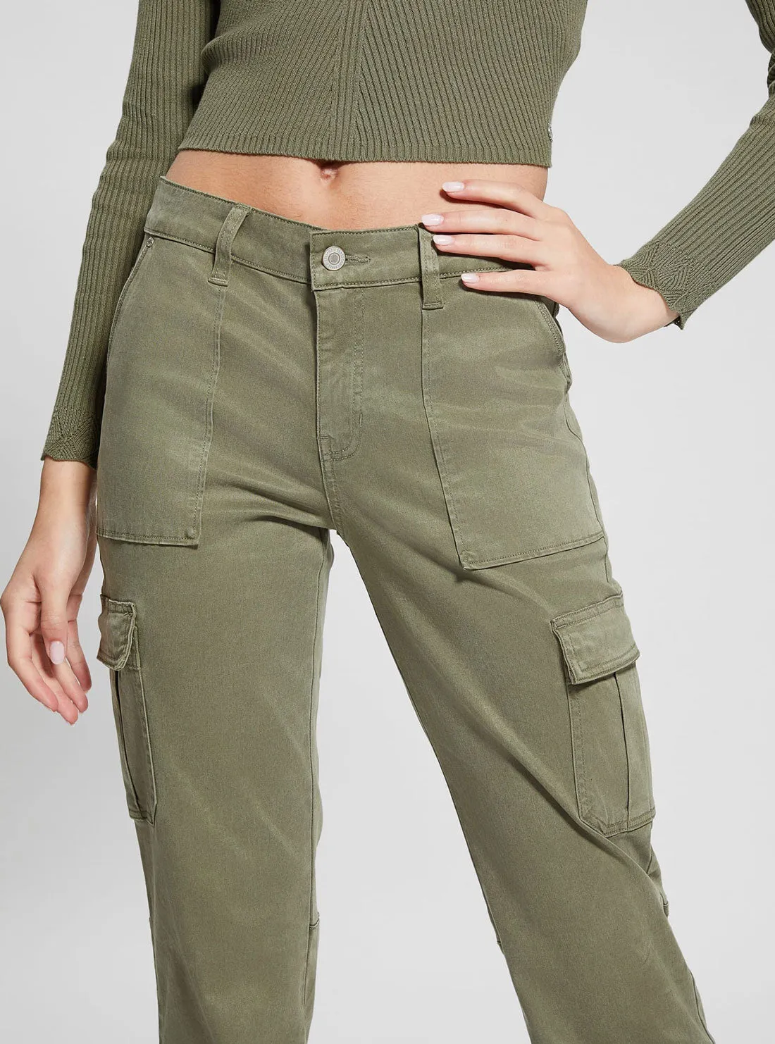 Green Straight-Leg Cargo Pants