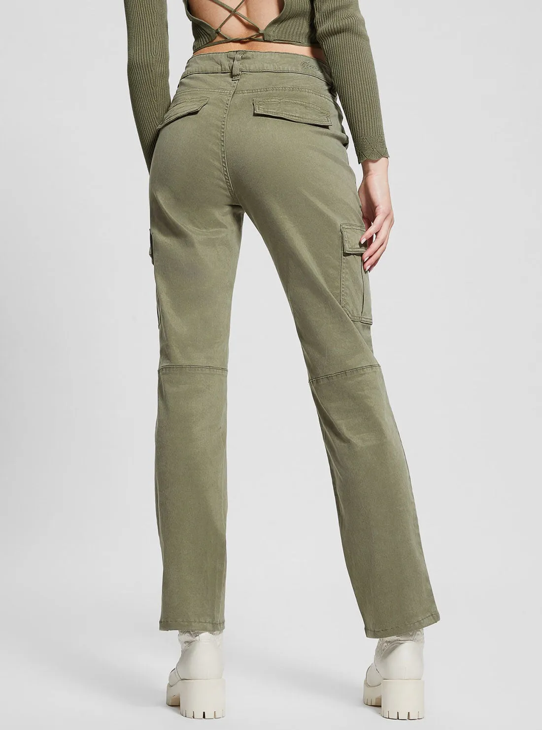 Green Straight-Leg Cargo Pants