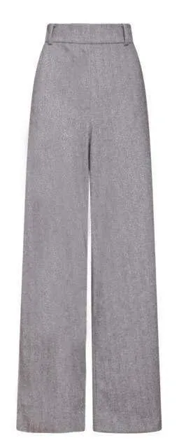 Grey Wide Leg Trousers - Smashed Lemon