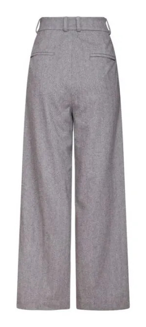 Grey Wide Leg Trousers - Smashed Lemon