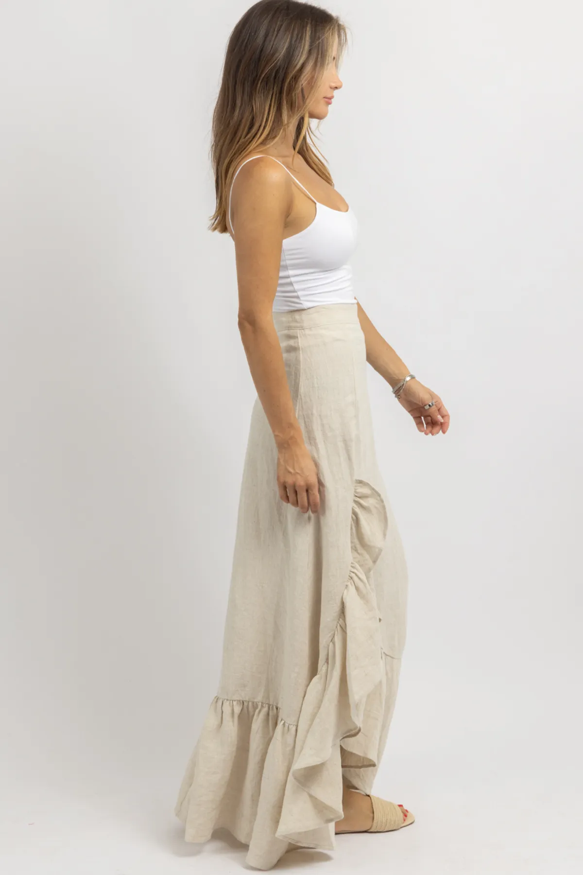 HARLOWE MELANGE LINEN SKIRT