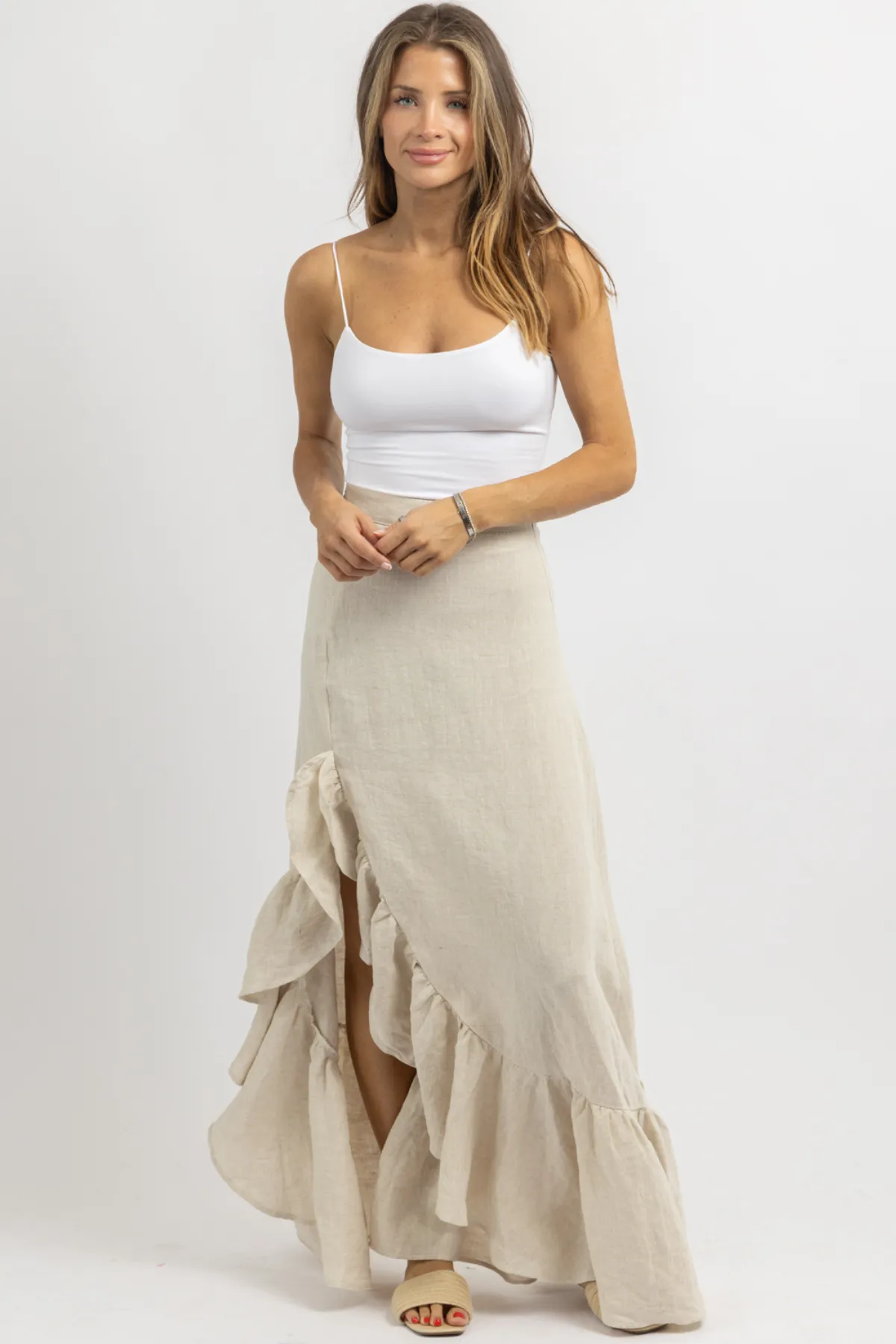 HARLOWE MELANGE LINEN SKIRT