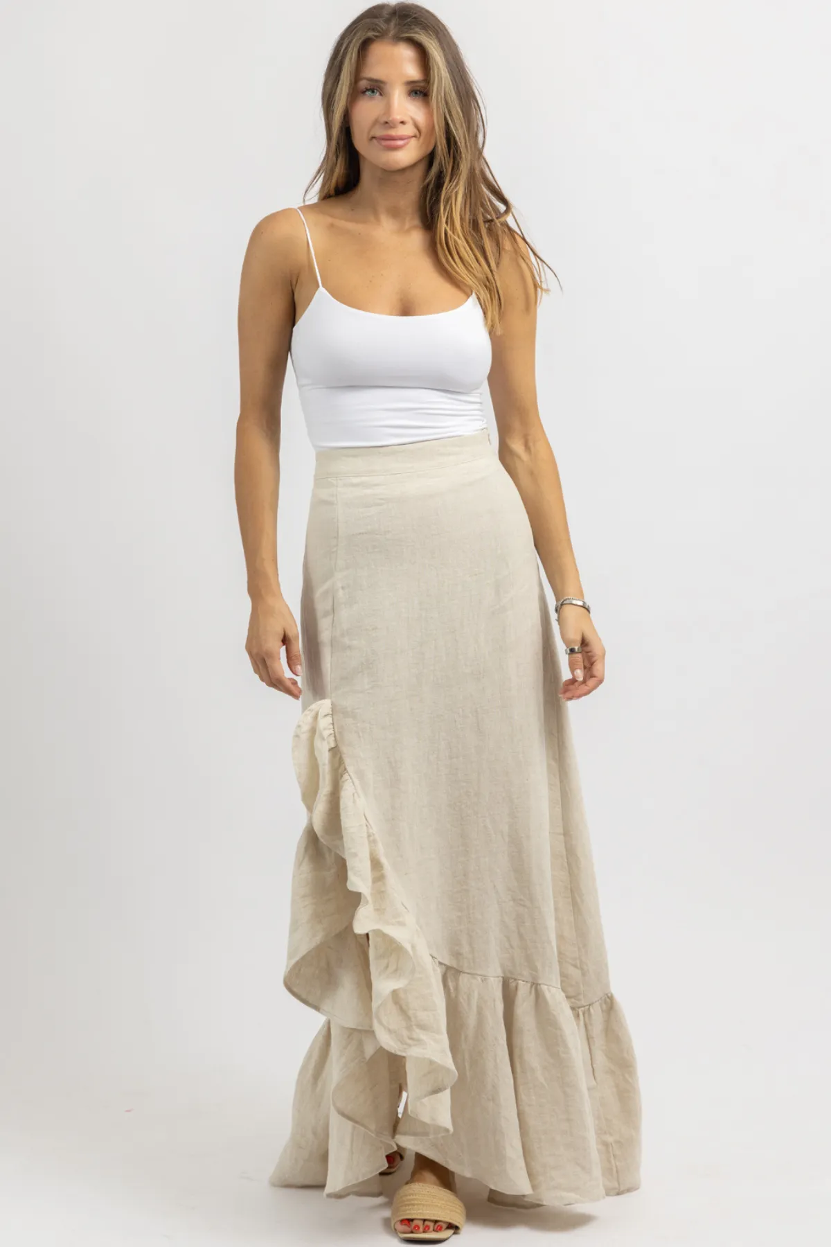 HARLOWE MELANGE LINEN SKIRT