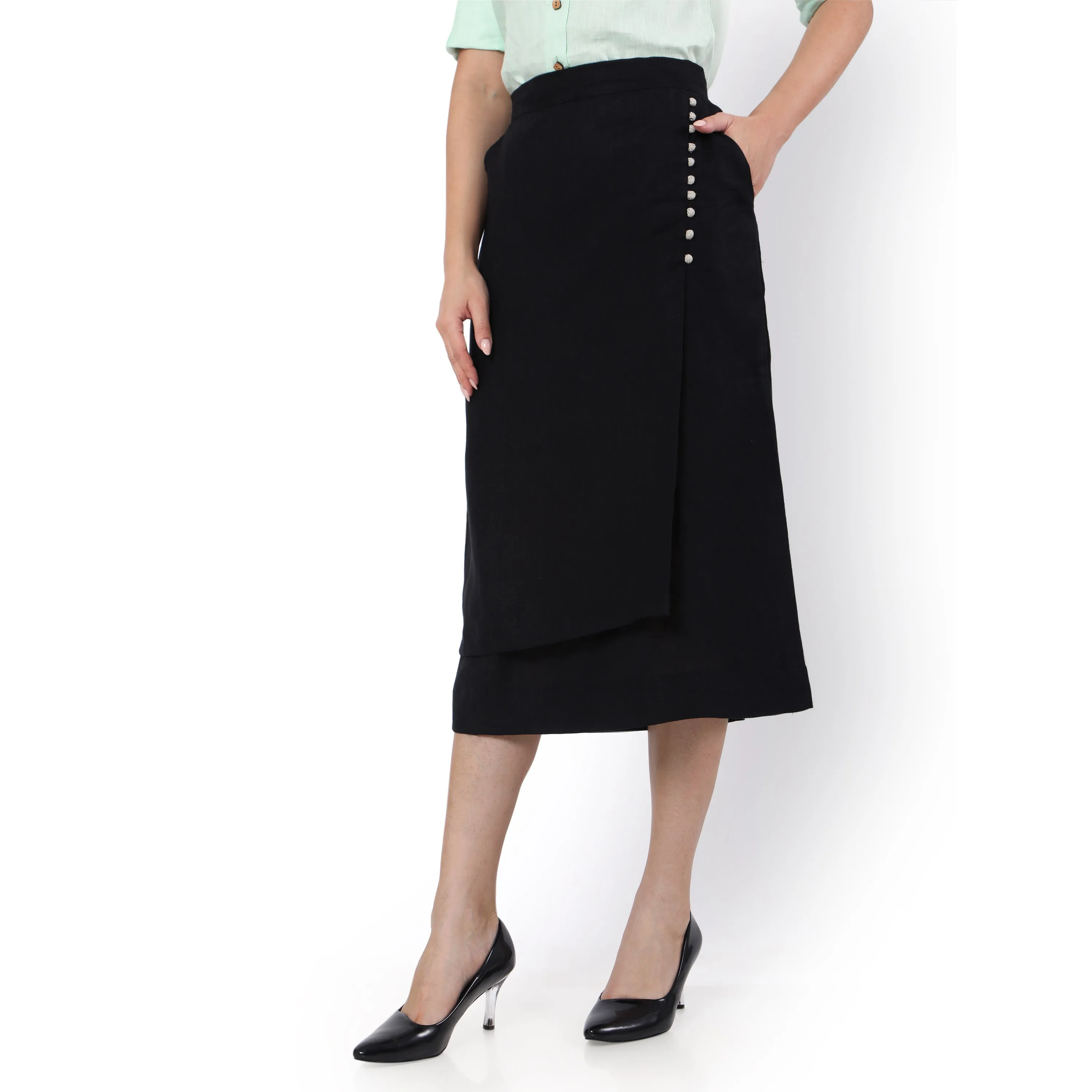 Hemp A-Line Black Skirt