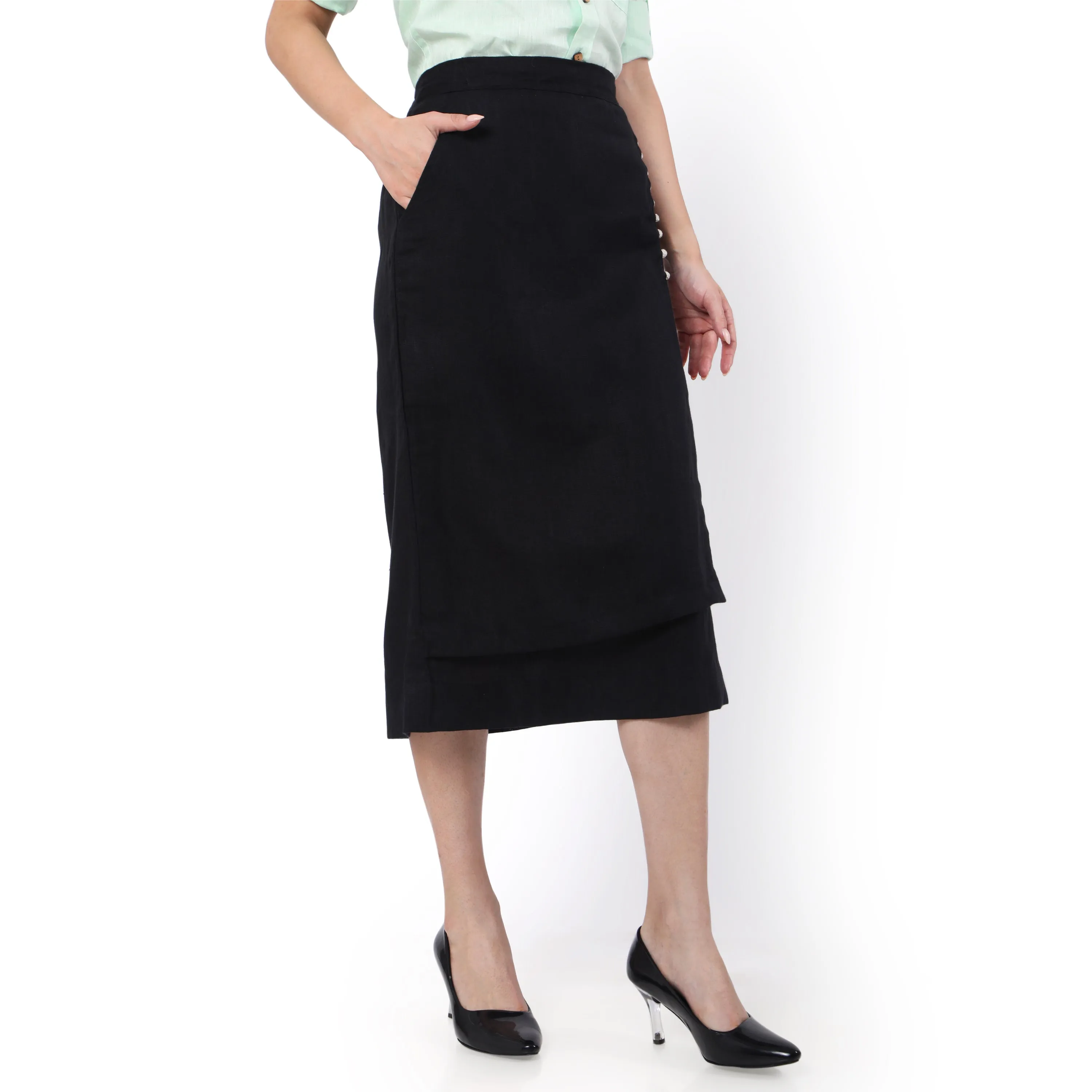 Hemp A-Line Black Skirt