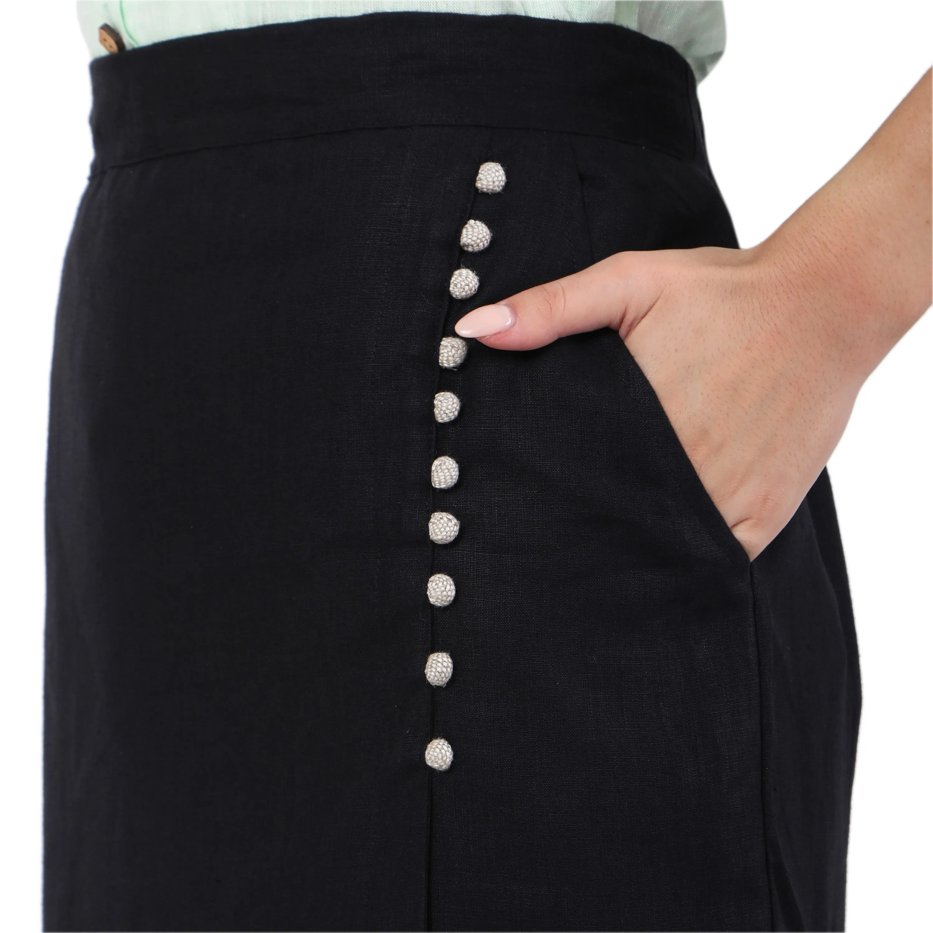 Hemp A-Line Black Skirt