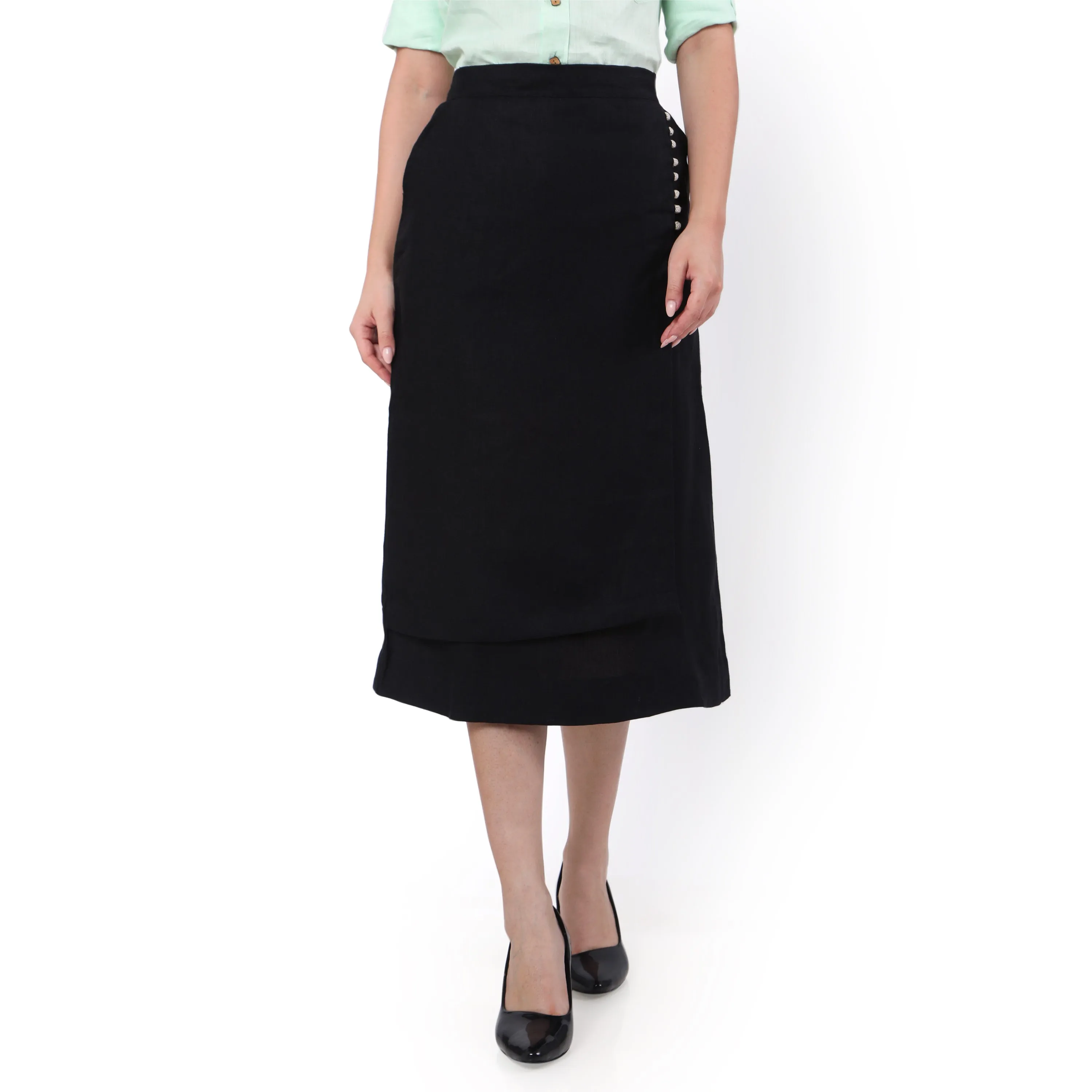 Hemp A-Line Black Skirt