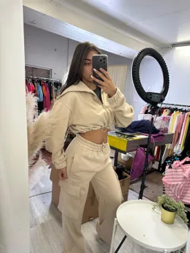 High waist hoodie and cargo jogger loungewear