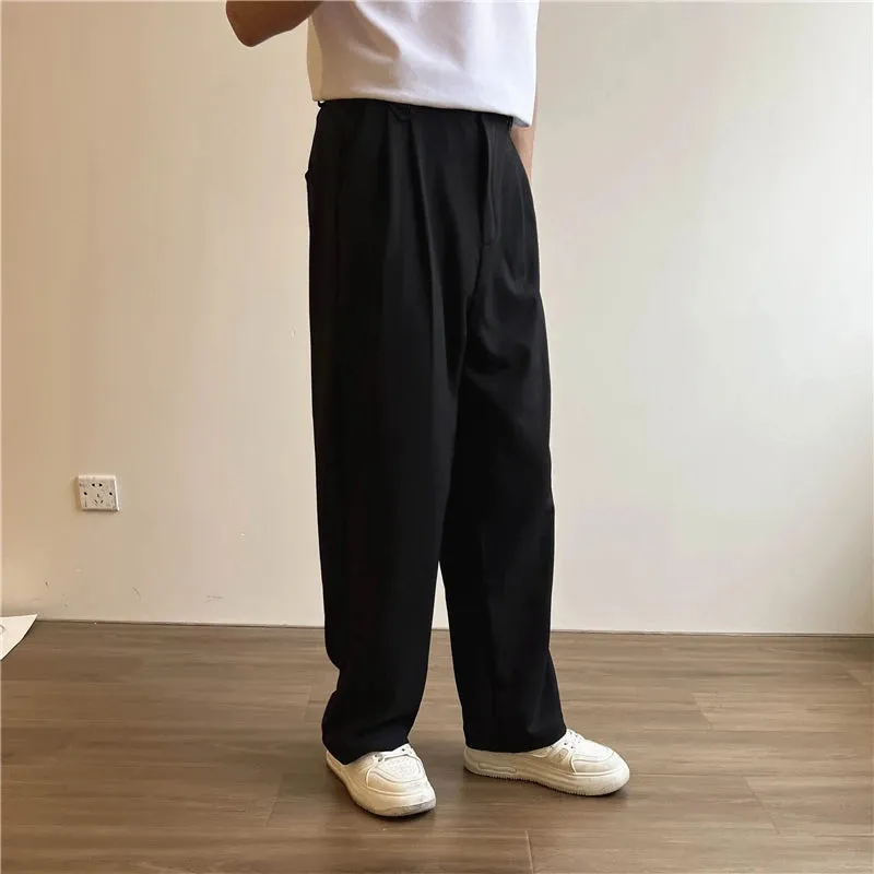 Hnzxzm Black Khaki Suit Pants Men Slim fit Fashion Social Mens Dress Pants Korean Straight Wide Leg Pants Mens Office Formal Trousers