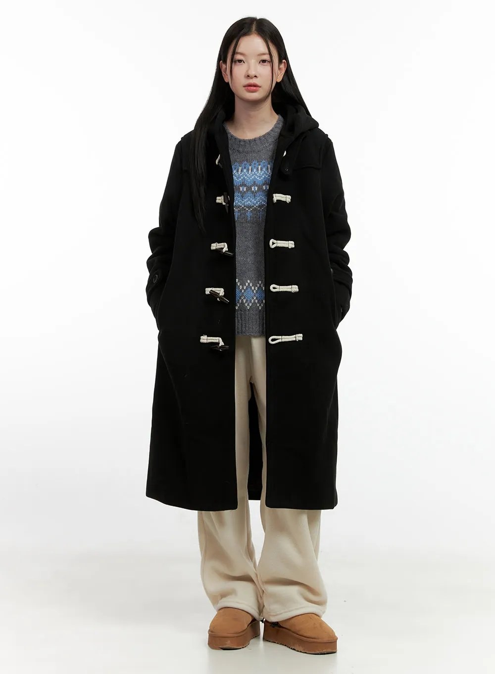 Hooded Duffle Trench Coat ON408