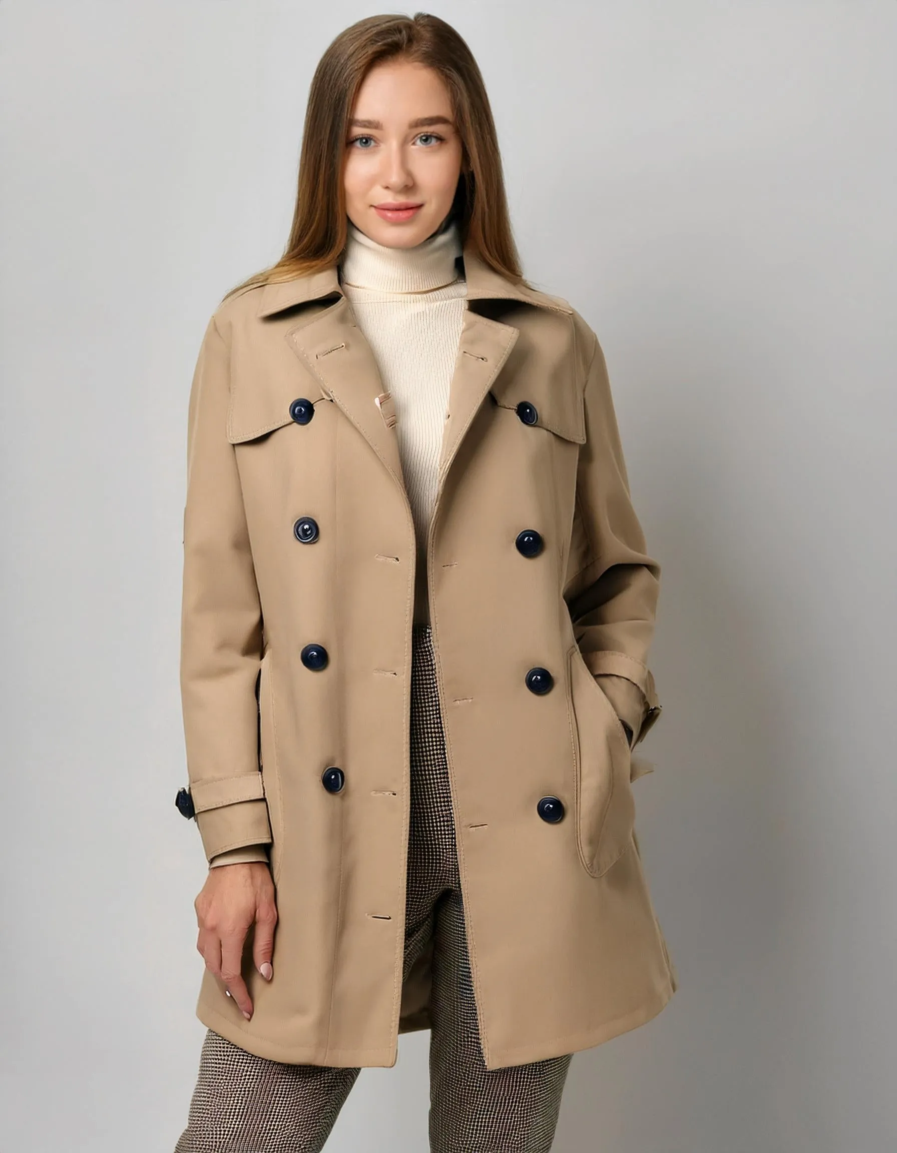 Khaki Utilitarian Trench Coats