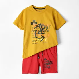 Kids Soft Cotton Graphic Yellow Suit