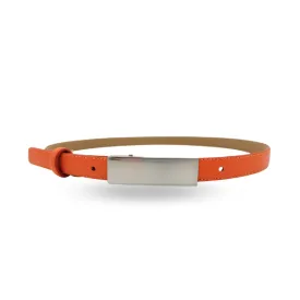 KIMBERLY- Womens Orange Genuine Leather Belt with Silver Buckle