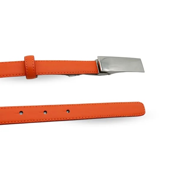 KIMBERLY- Womens Orange Genuine Leather Belt with Silver Buckle