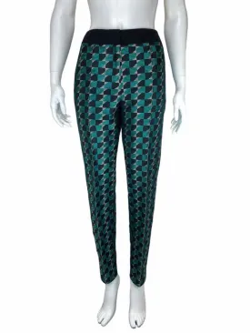 Lafayette 148 Women's Satin Jacquard Pants Black/Jade Size 10