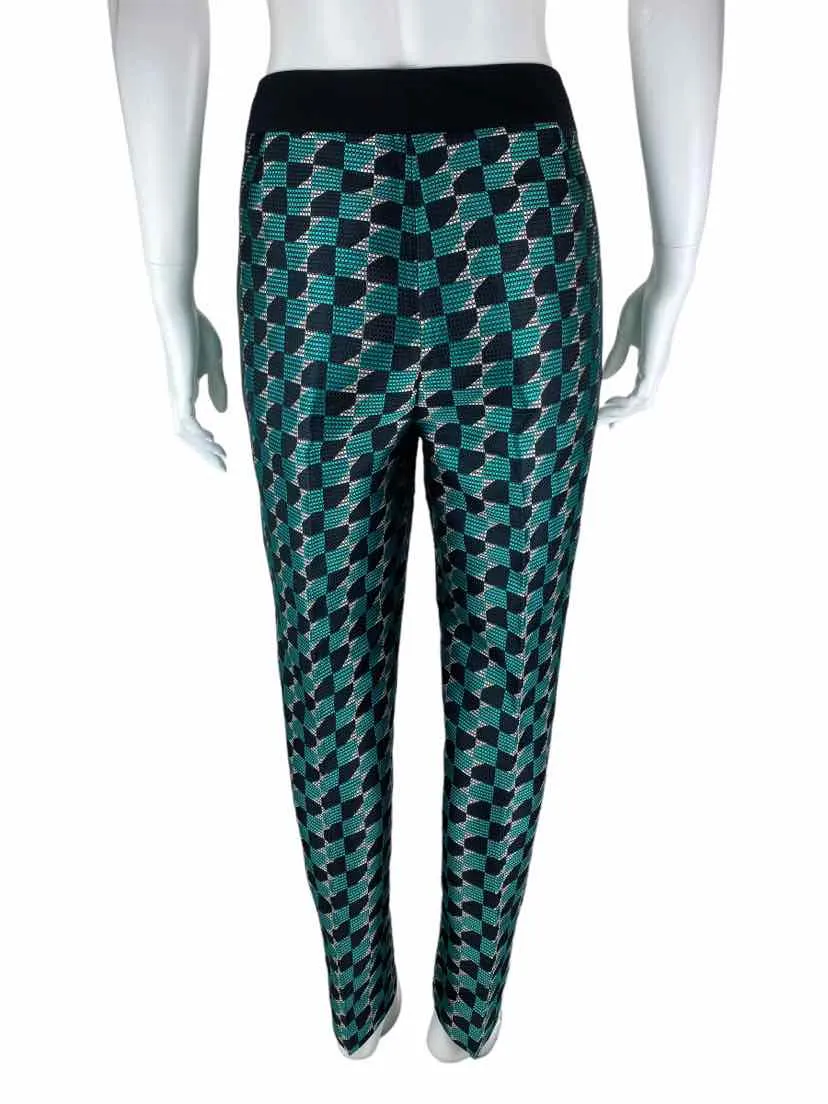 Lafayette 148 Women's Satin Jacquard Pants Black/Jade Size 10