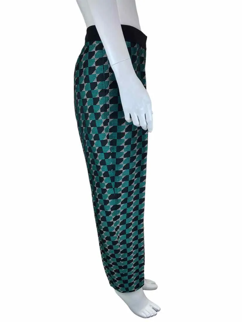 Lafayette 148 Women's Satin Jacquard Pants Black/Jade Size 10