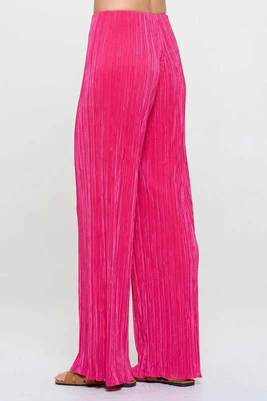 Made in USA Vibrant Plisse Lined Straight Pants