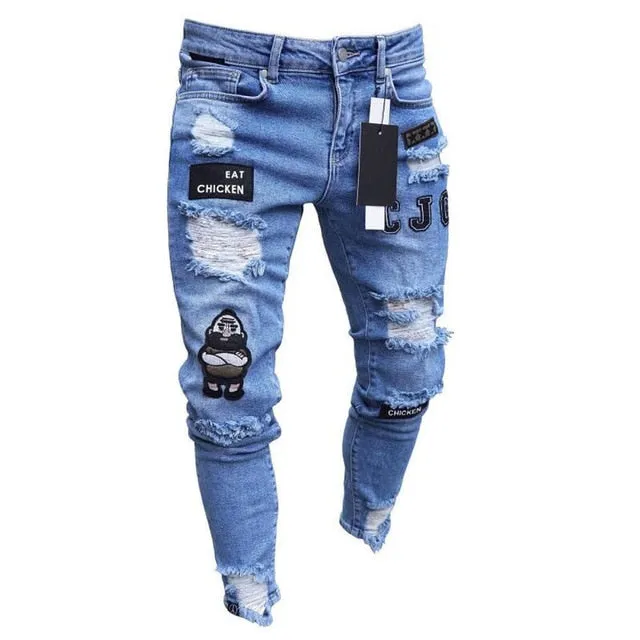 Men Stretchy Ripped Skinny Jeans