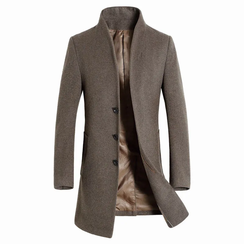 Men's Overcoat Premium Quality Wool Blend Mid Long Trench Coat | XZ1681