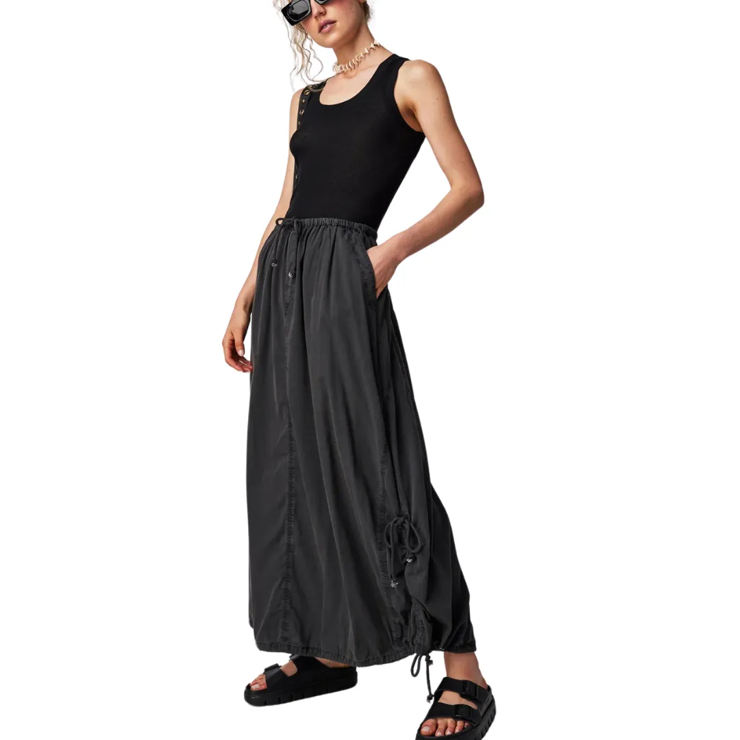 Picture Perfect Parachute Skirt - Black