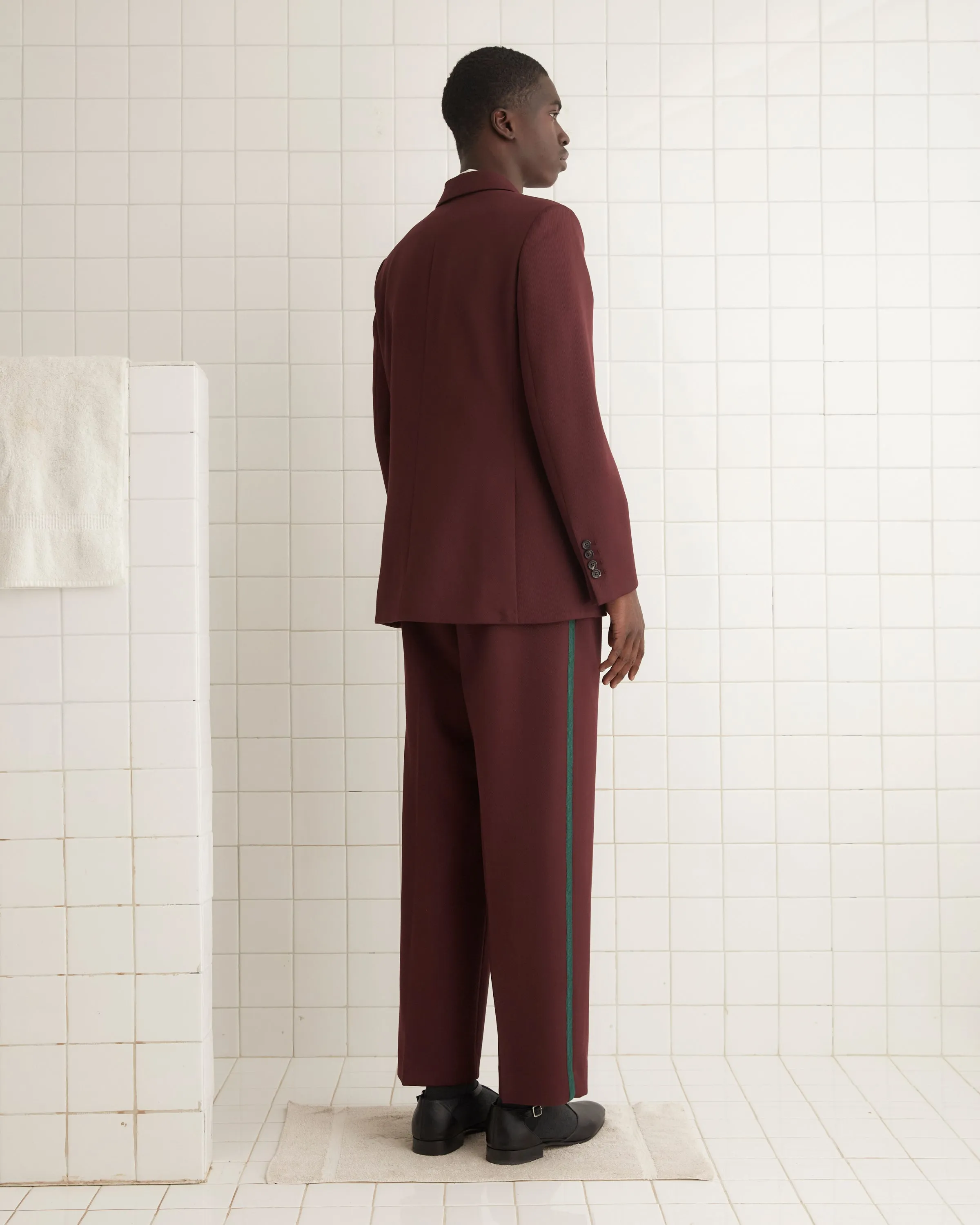 Riding Twill Suit Jacket - Burgundy