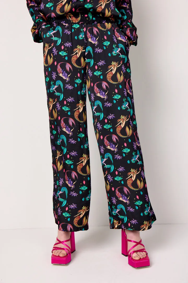 Selena Trousers - Black Mermaid Art Print