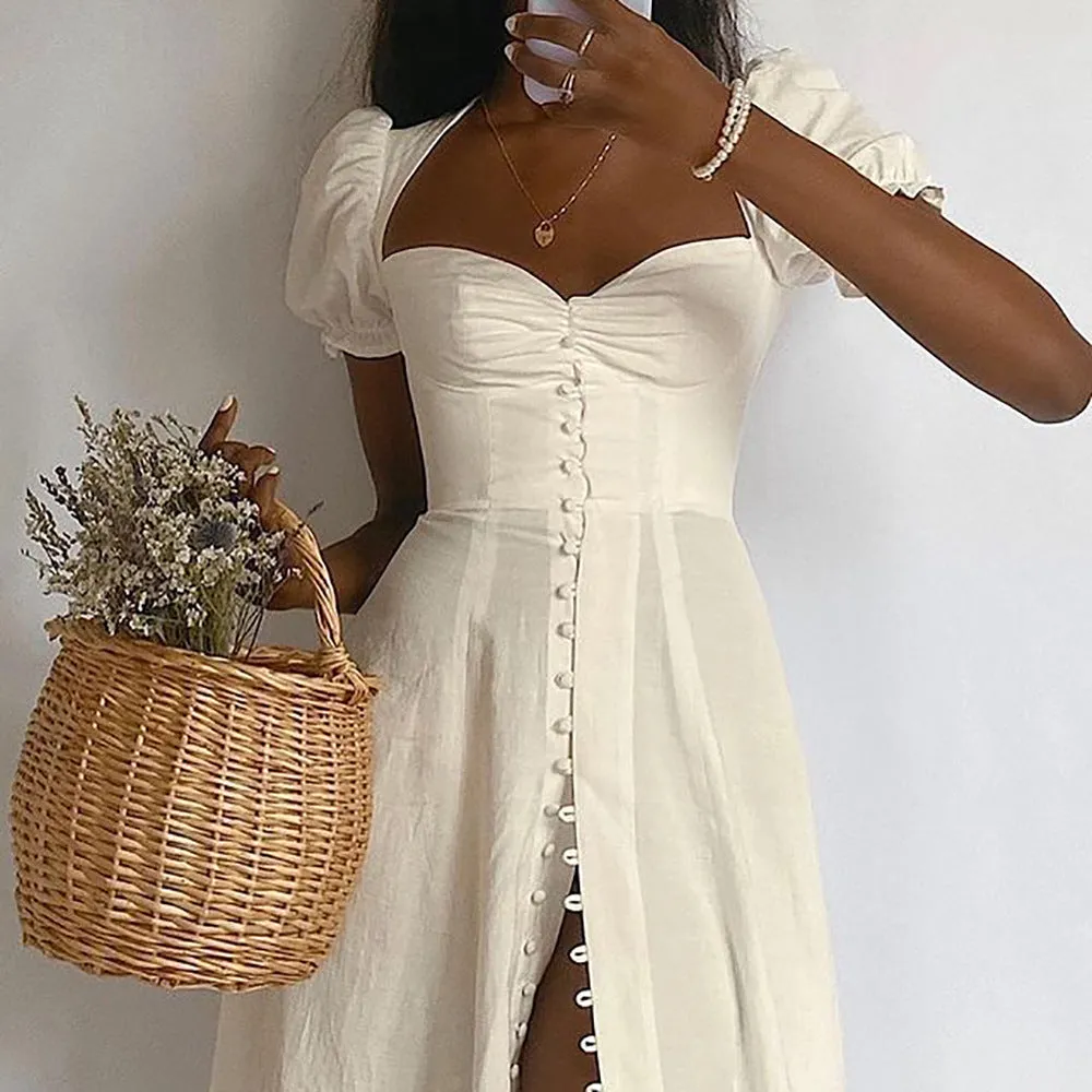 Sleeve High Slit summer maxi dress