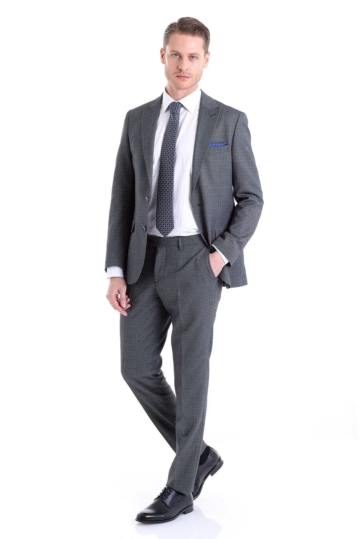 Slim Fit Dark Navy Peak Lapel Classic Suit