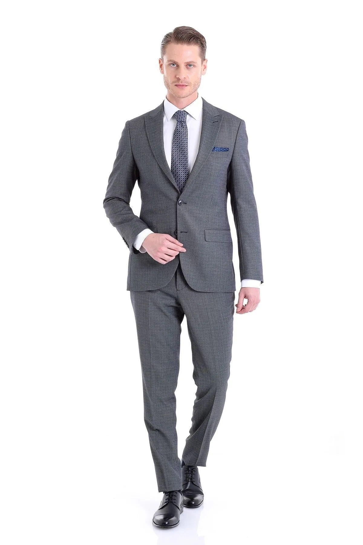 Slim Fit Dark Navy Peak Lapel Classic Suit