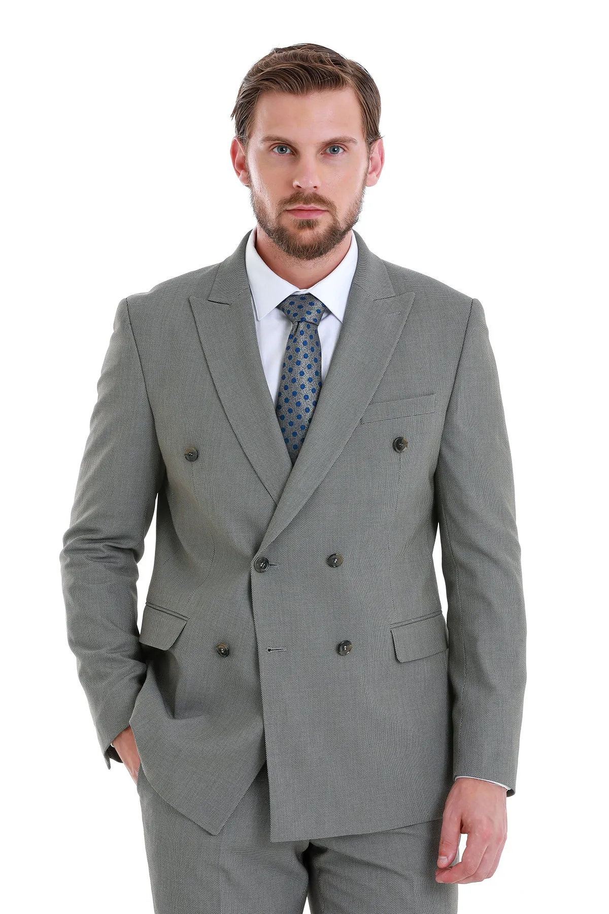 Slim Fit Double Breasted Mink Classic Suit