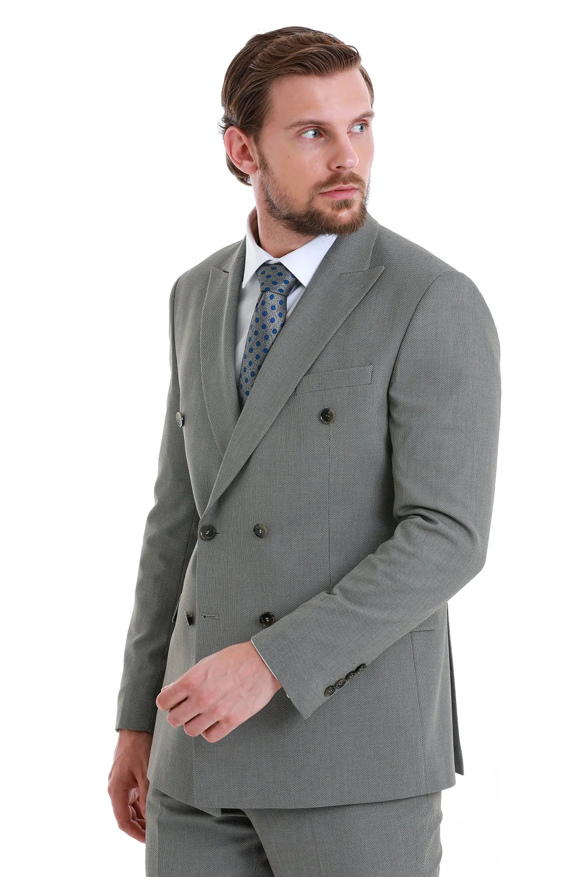 Slim Fit Double Breasted Mink Classic Suit