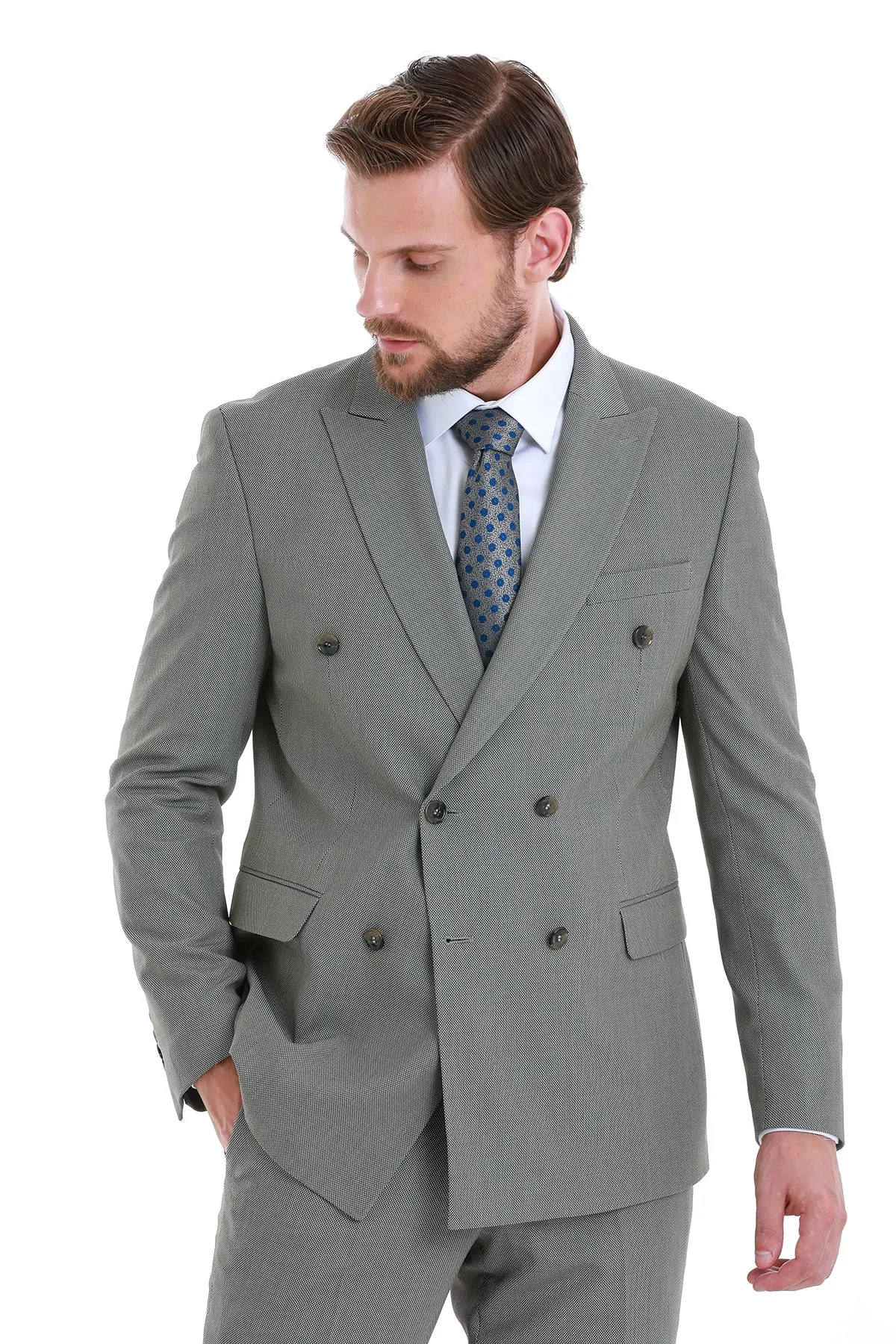 Slim Fit Double Breasted Mink Classic Suit