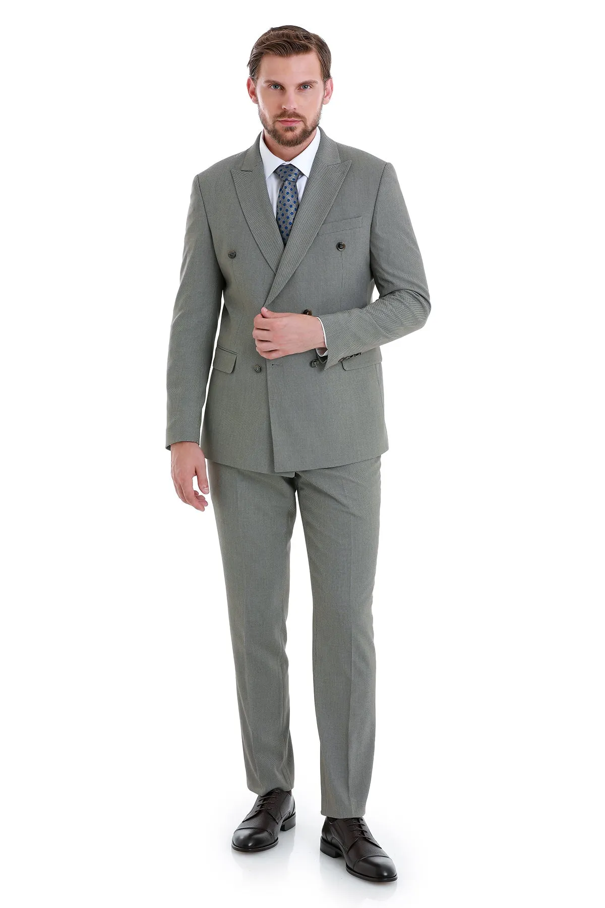 Slim Fit Double Breasted Mink Classic Suit