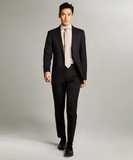 Sutton Suit Jacket in Italian Natural Stretch Black Wool