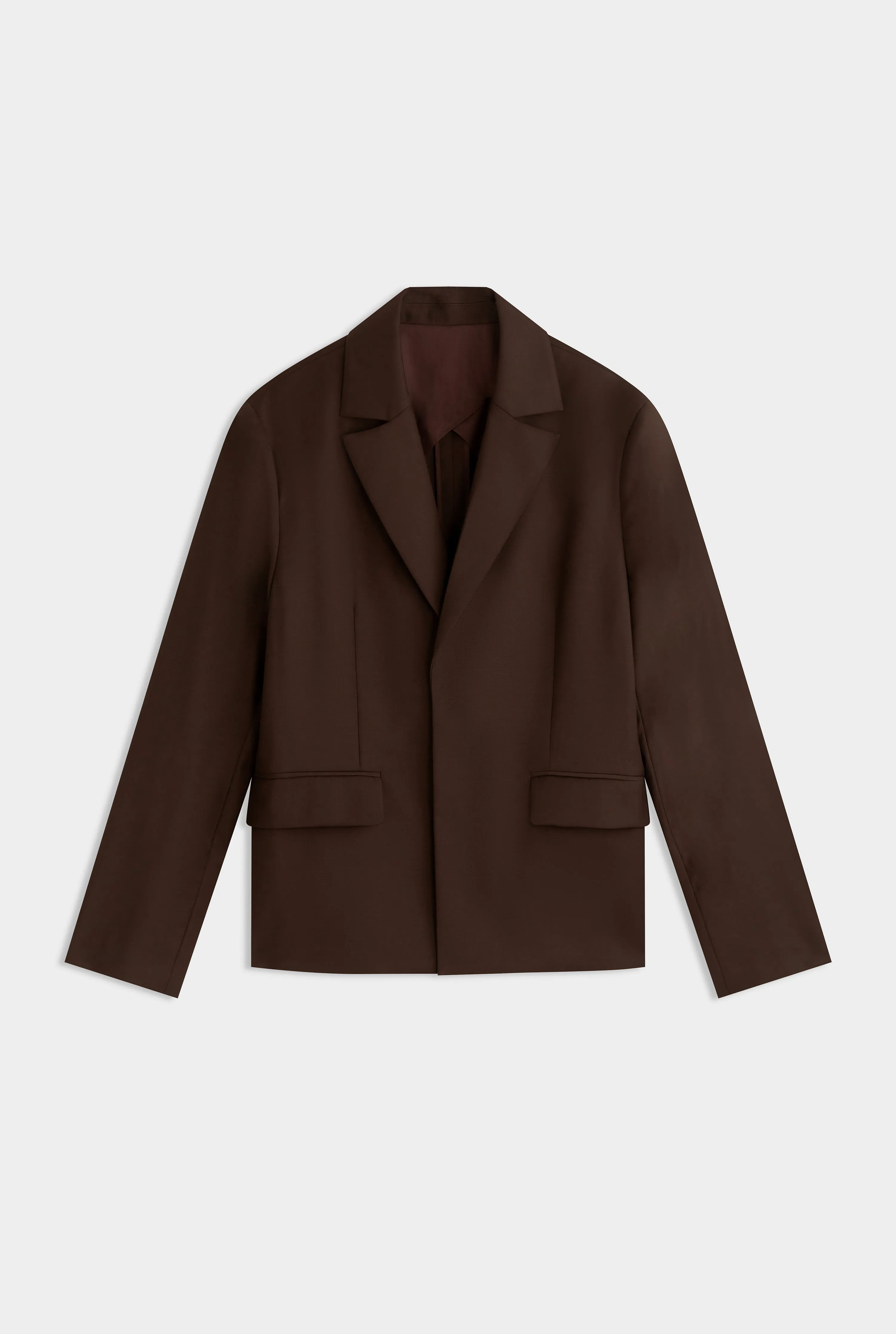 Tailored Wool Suit Jacket - Brown