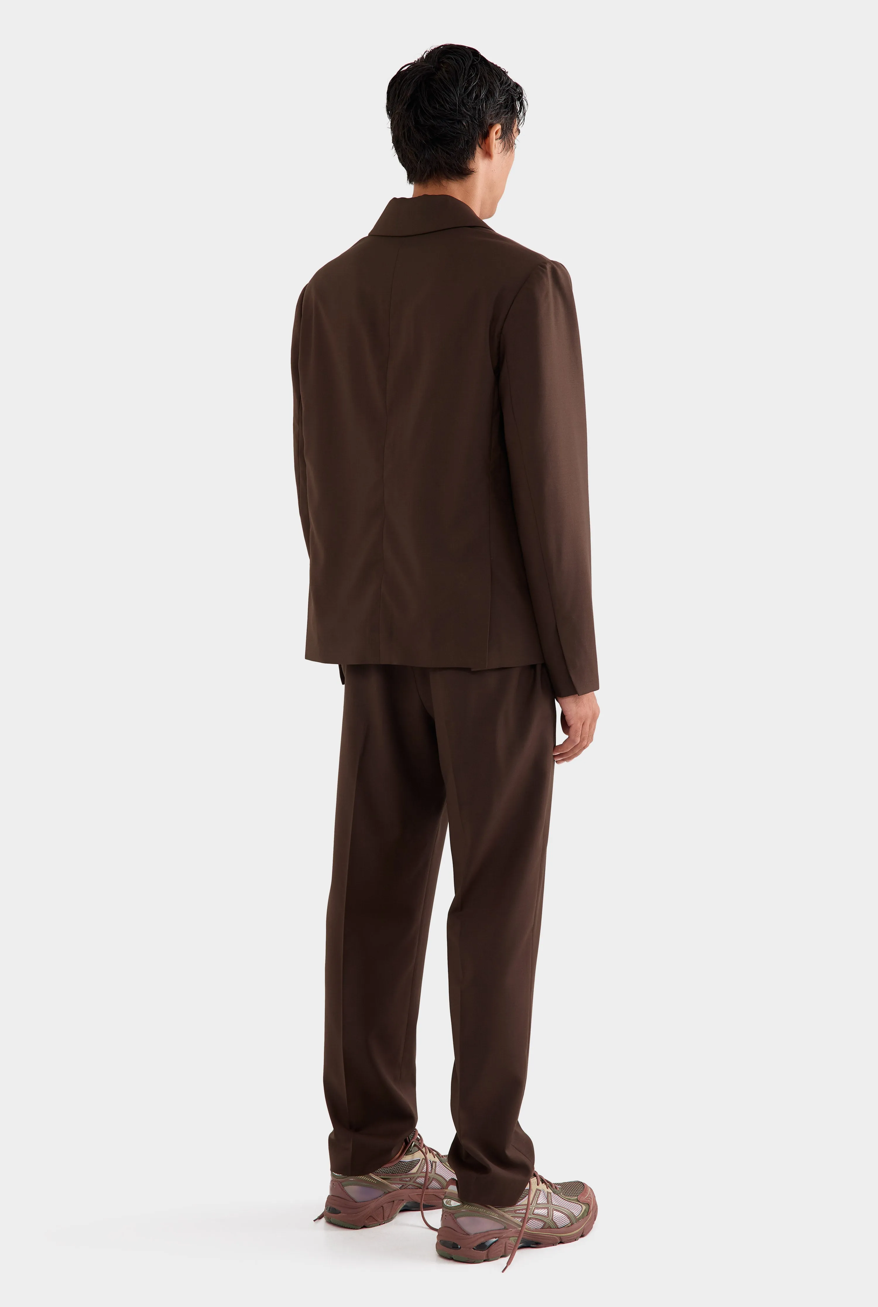 Tailored Wool Suit Jacket - Brown