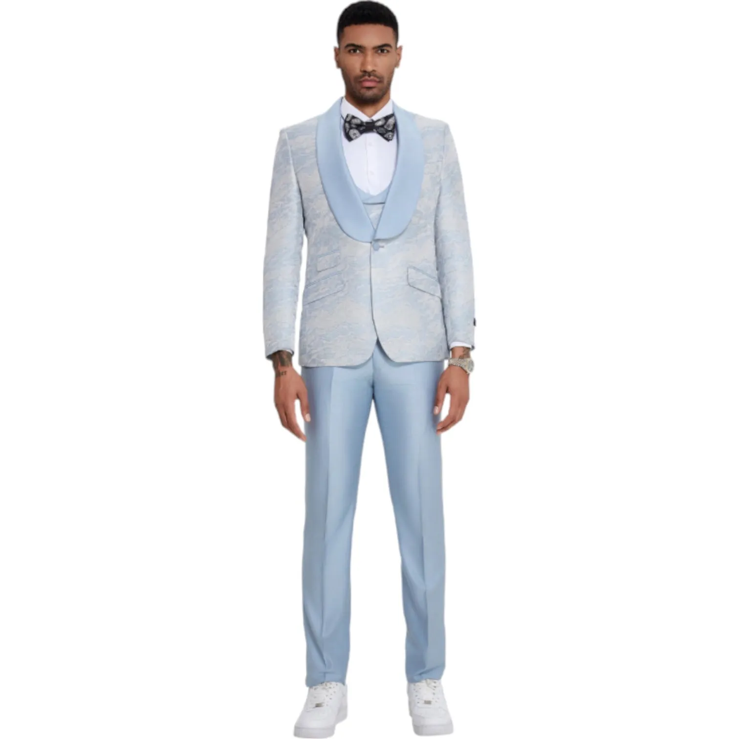 TAZZIO: Textured 3pc Skinny Fit Suit M410SK-02