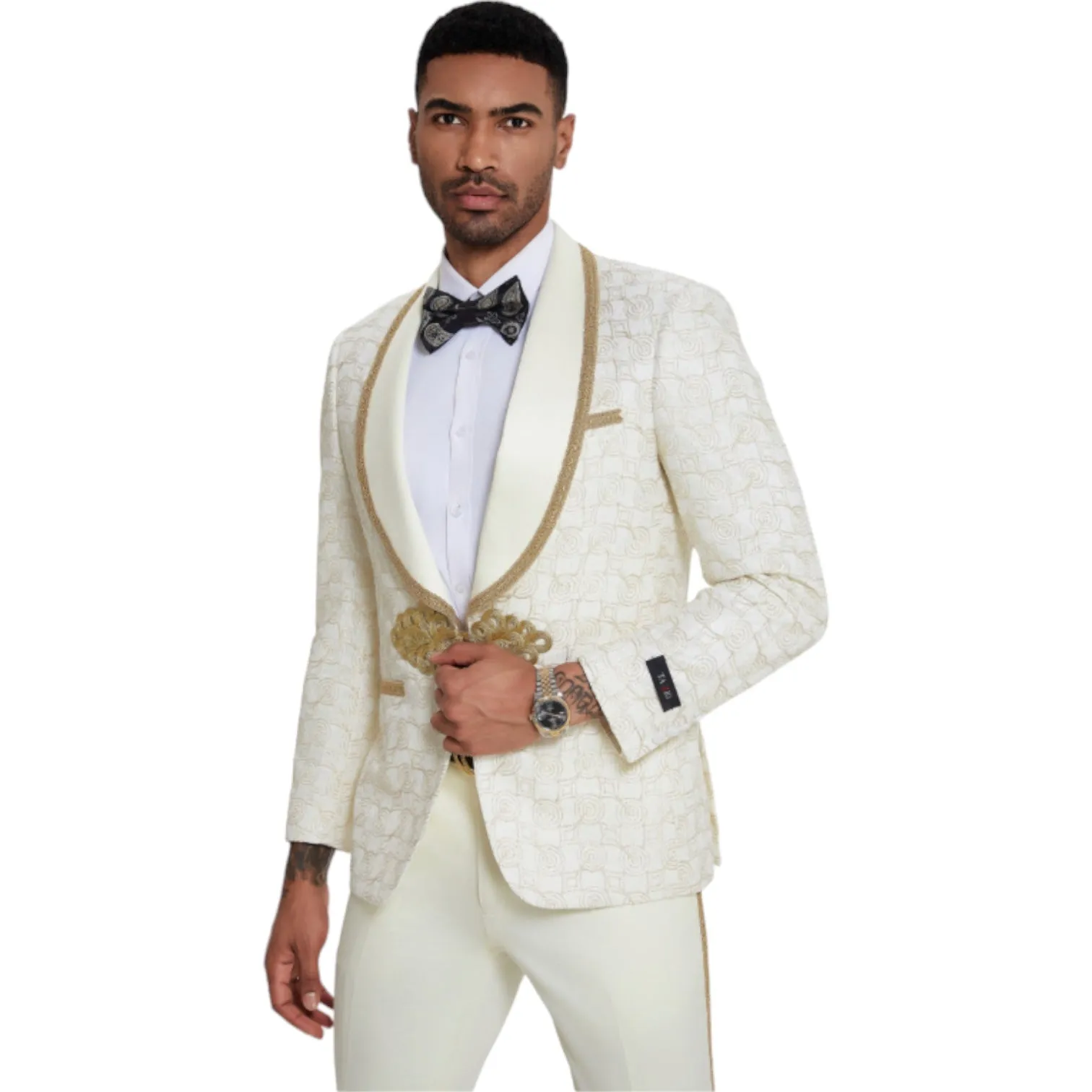 TAZZIO: Textured 3pc Skinny Fit Suit M419SK-01