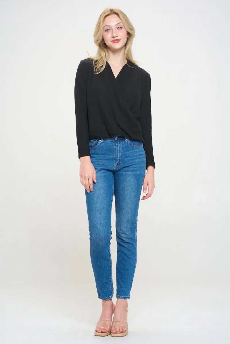 Tessa Long Sleeve Surplice Knit Top