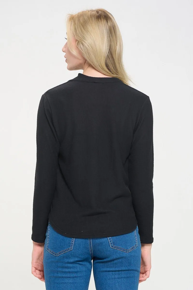 Tessa Long Sleeve Surplice Knit Top