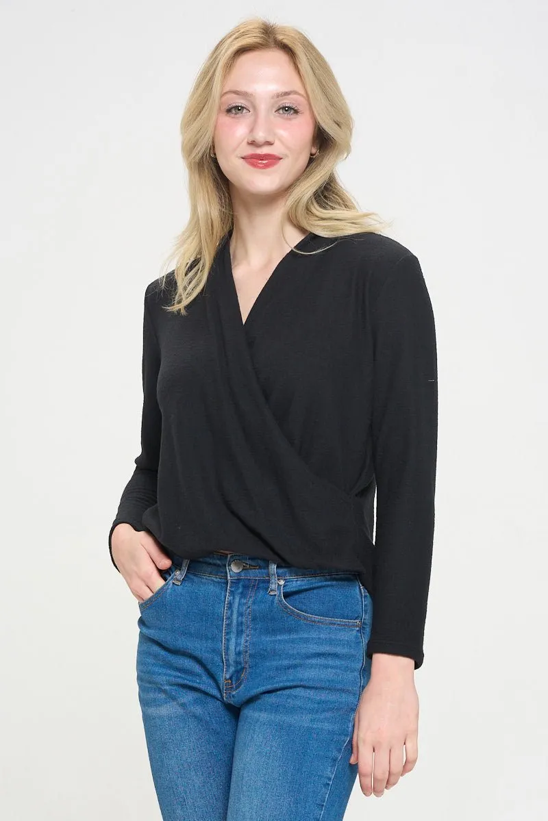 Tessa Long Sleeve Surplice Knit Top