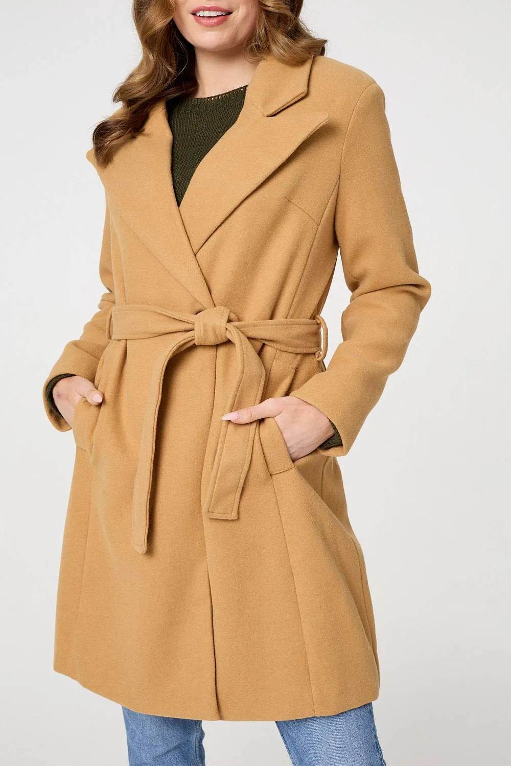 Tie Waist Longline Trench Coat