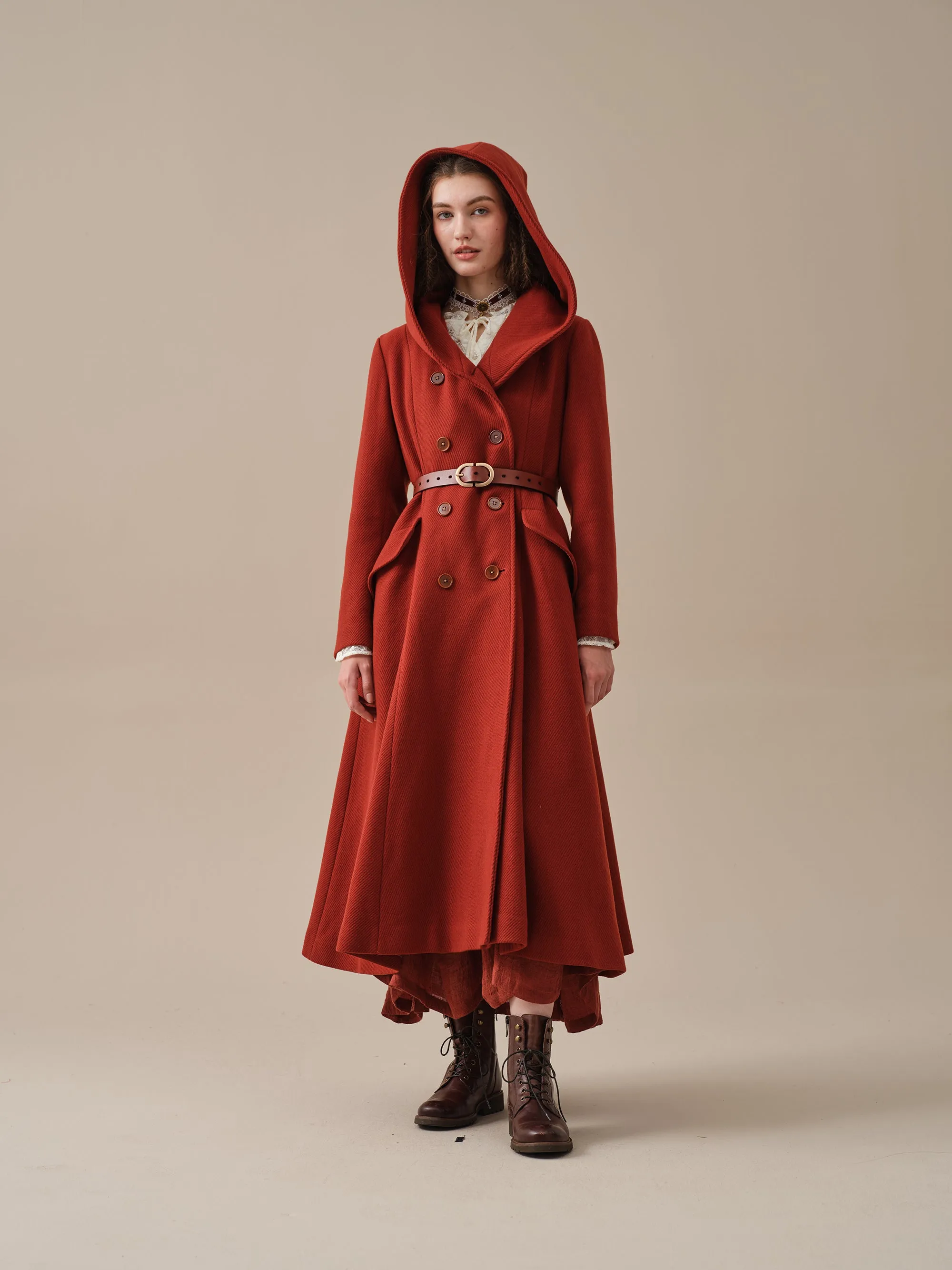 Trista 24 | 100% twill wool hooded coat