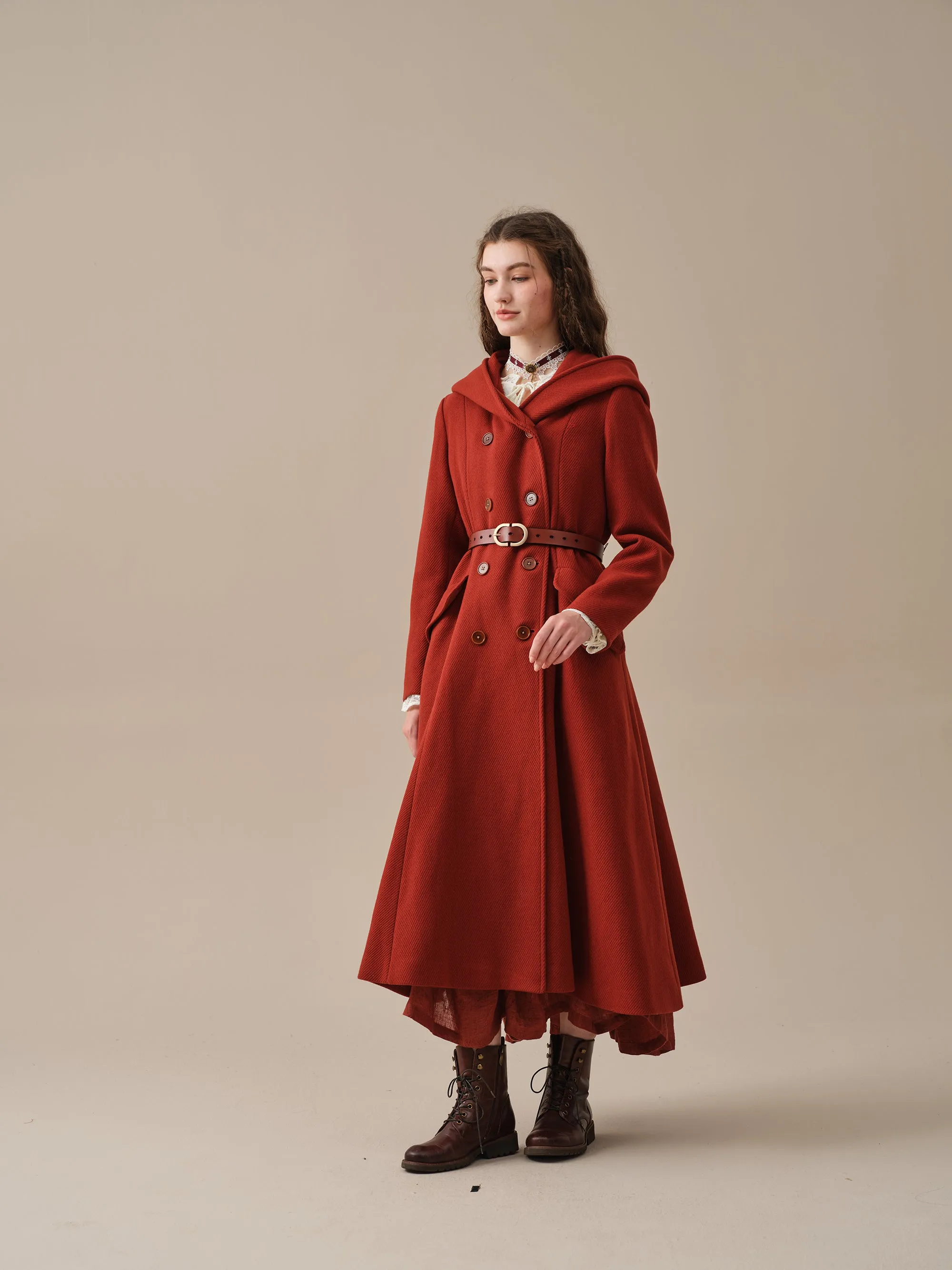 Trista 24 | 100% twill wool hooded coat