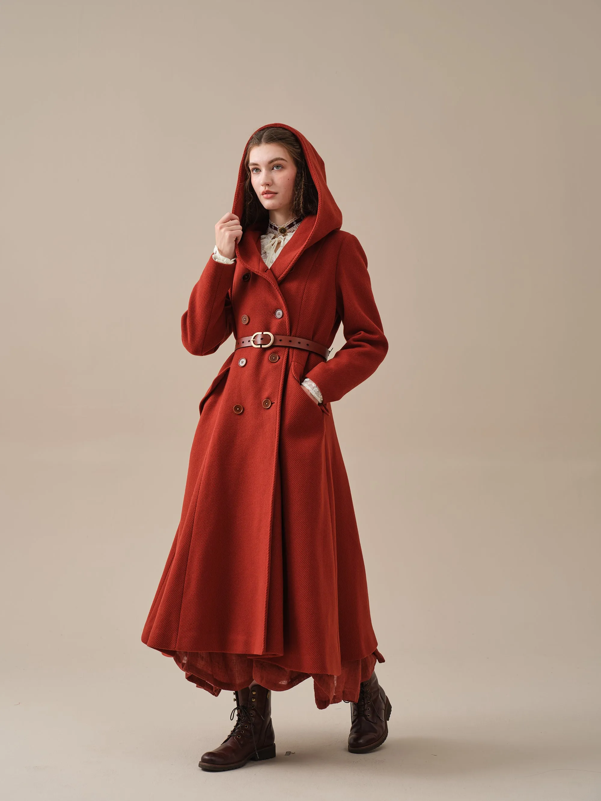 Trista 24 | 100% twill wool hooded coat