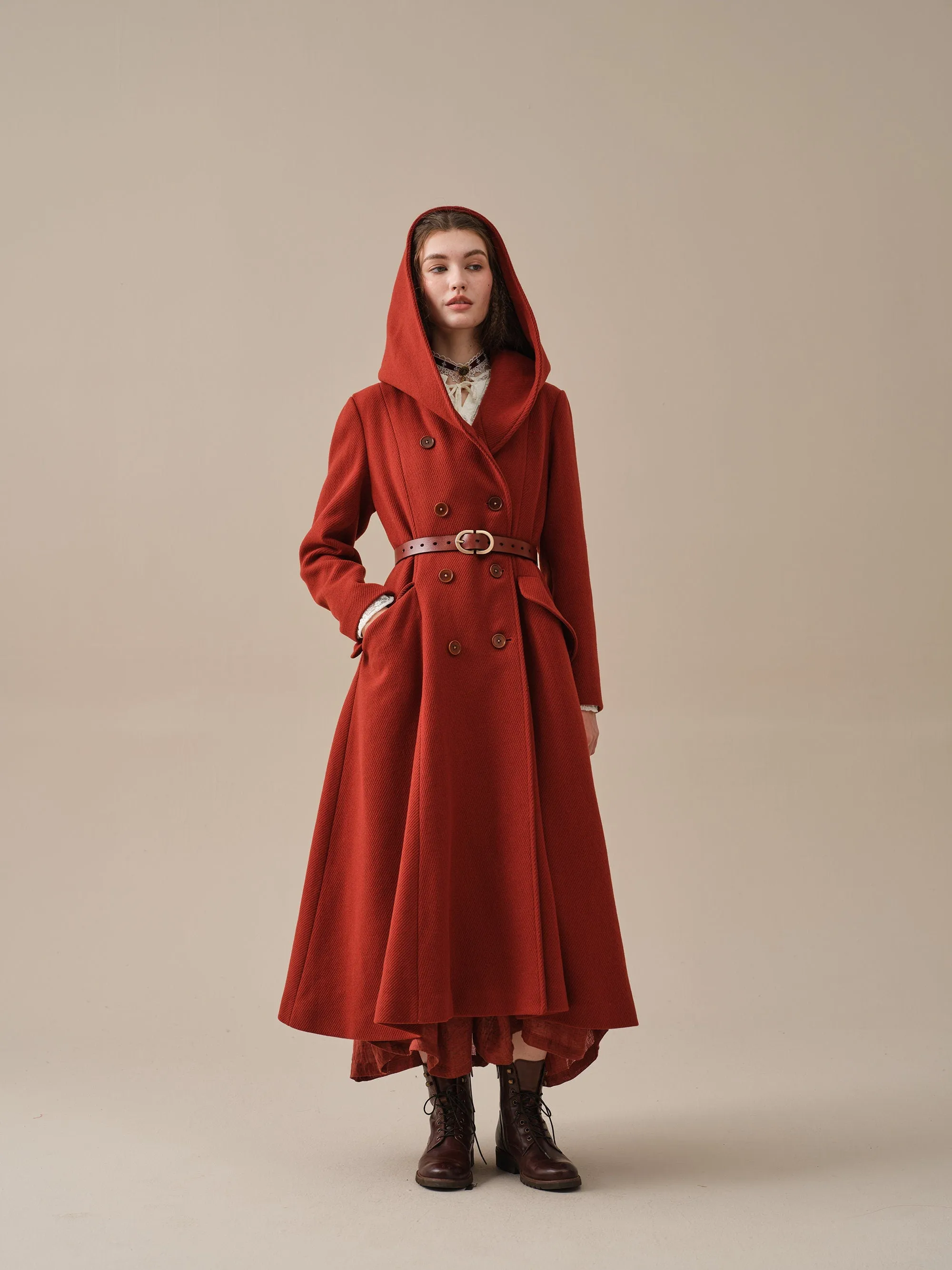 Trista 24 | 100% twill wool hooded coat