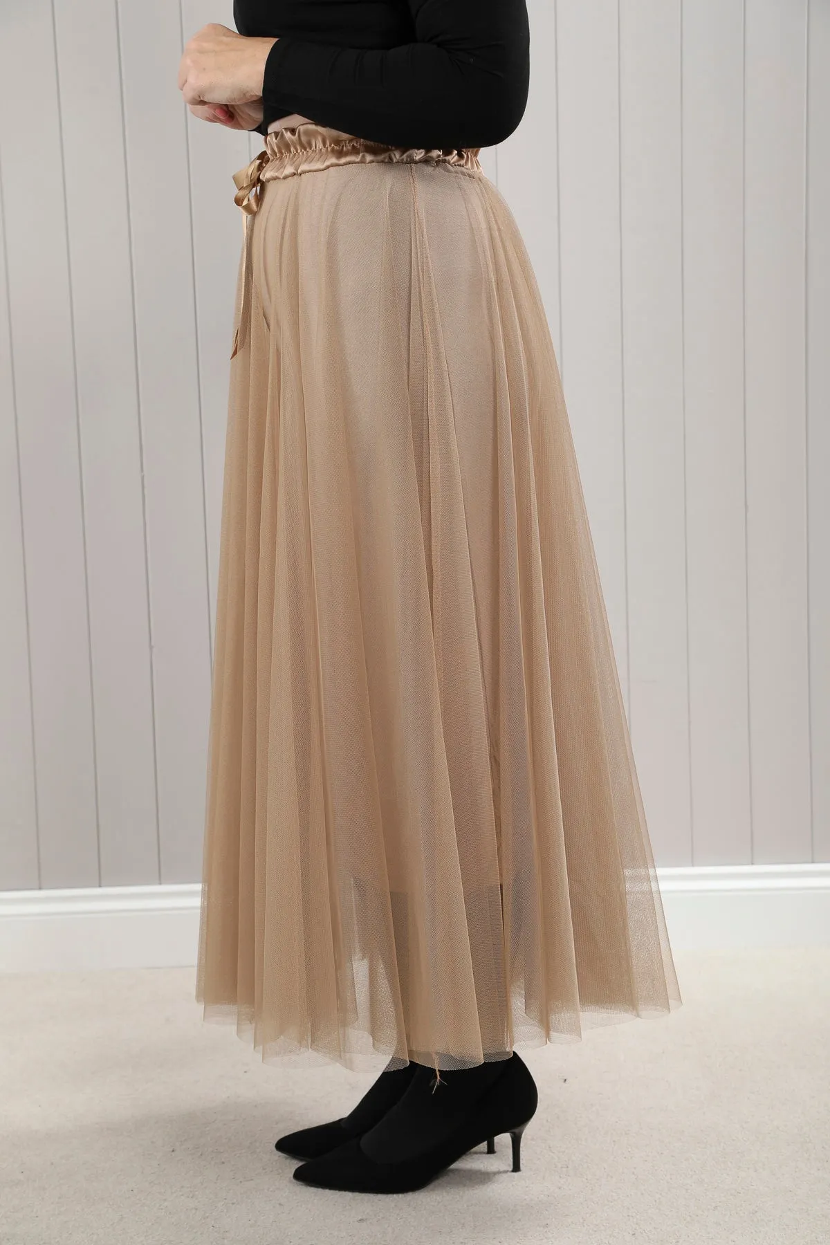 Tulle A-Line Skirt Champagne