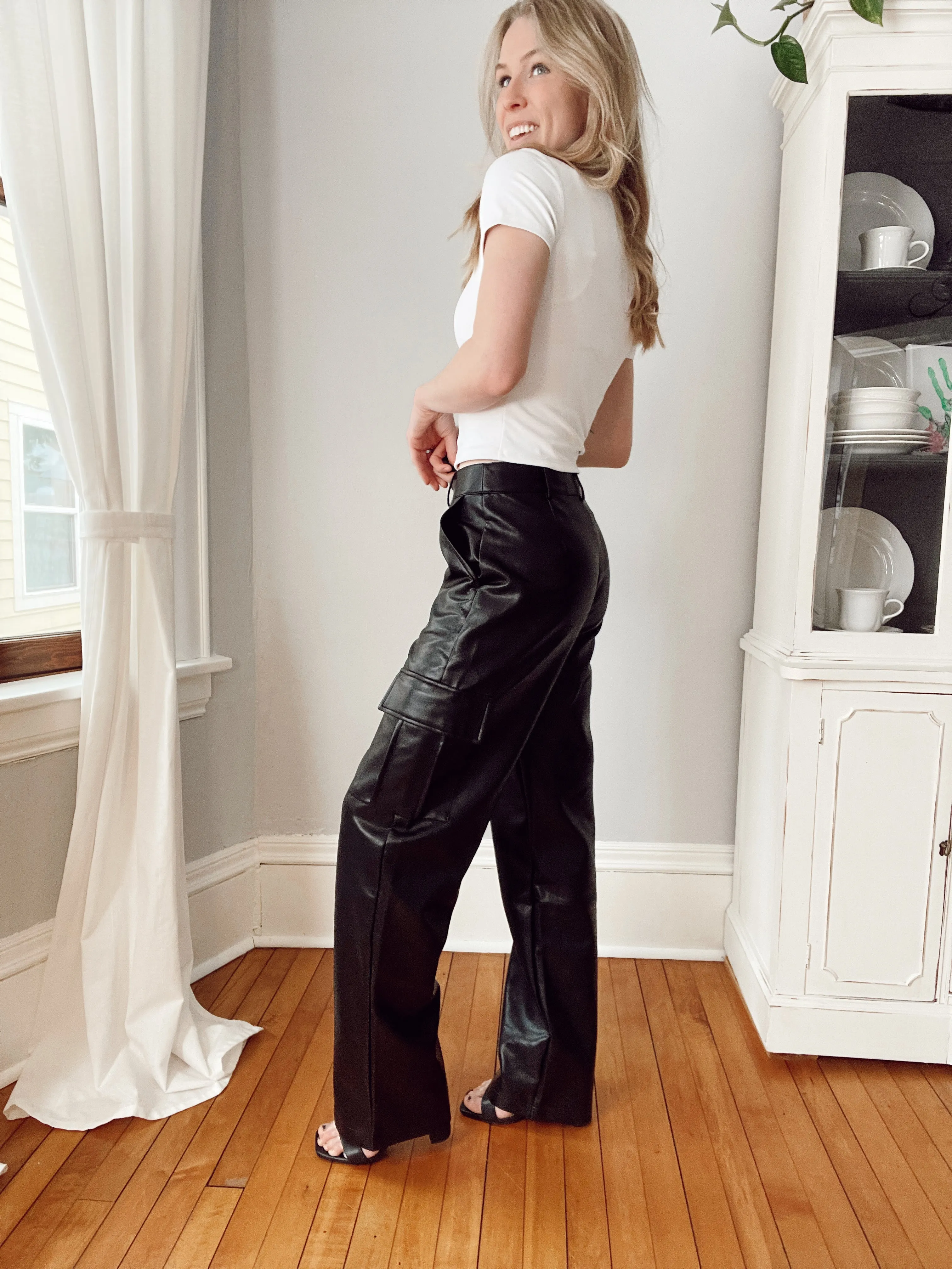 Walk This Way Faux Leather Cargo Pants