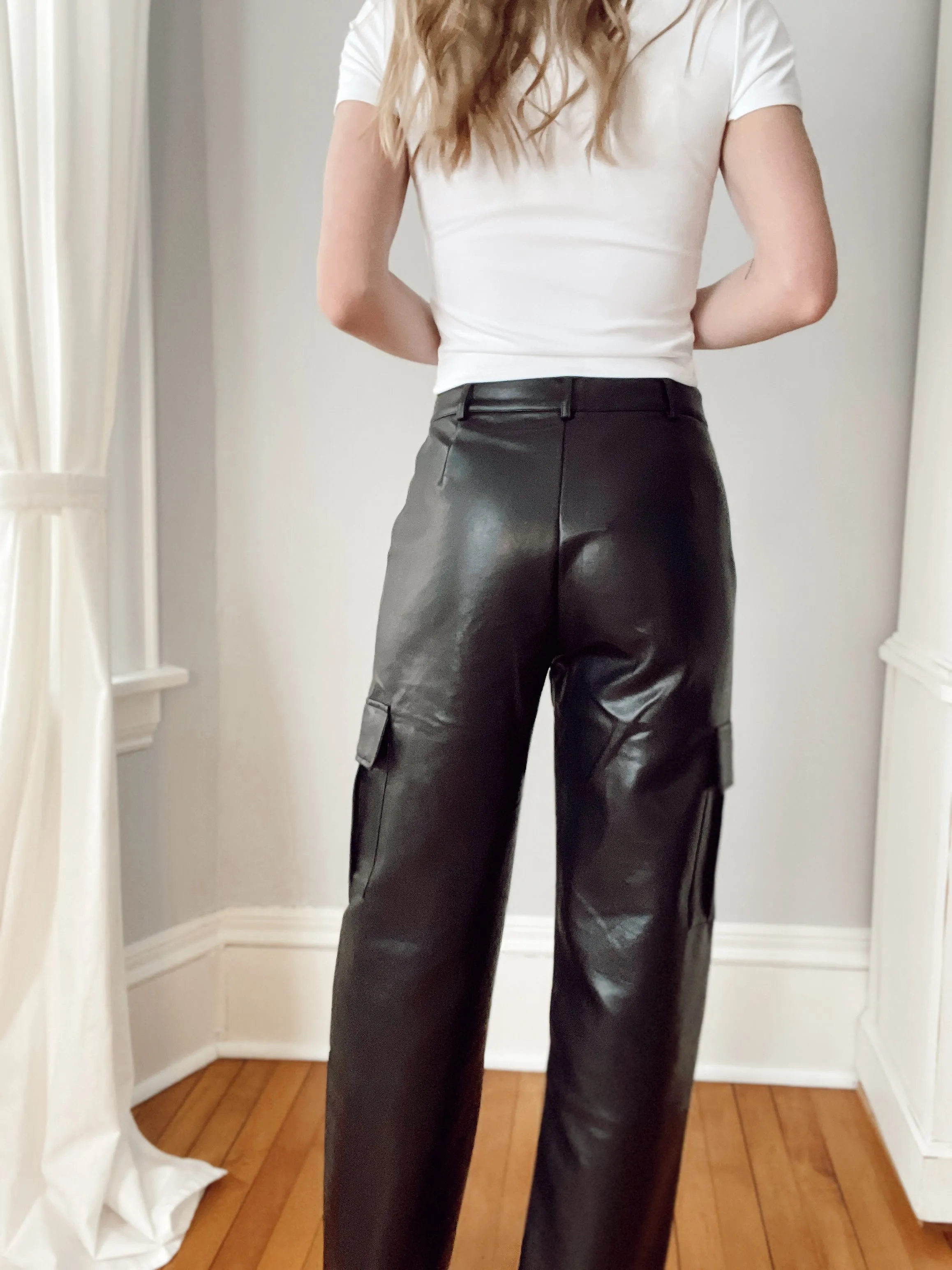 Walk This Way Faux Leather Cargo Pants